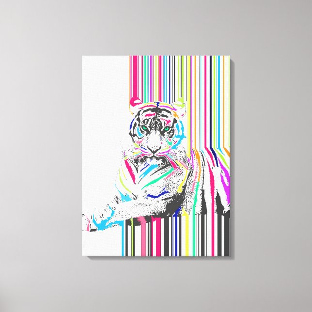 trendy bunter, lebendiger Neonstreifen Tigerschmer Leinwanddruck (Vorderseite)