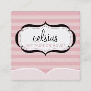 TRENDY BUSINESS CARD Boutique rosa Streifen Quadratische Visitenkarte