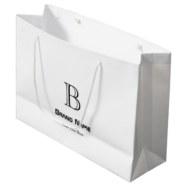 Trendy Business Custom Monogram Minimalist Große Geschenktüte (Vorderseite Schrägansicht)