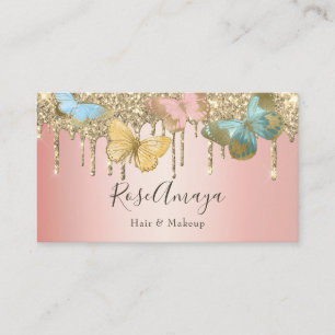 Trendy Butterfly Gold Glitzer Pink Beauty Industry Visitenkarte