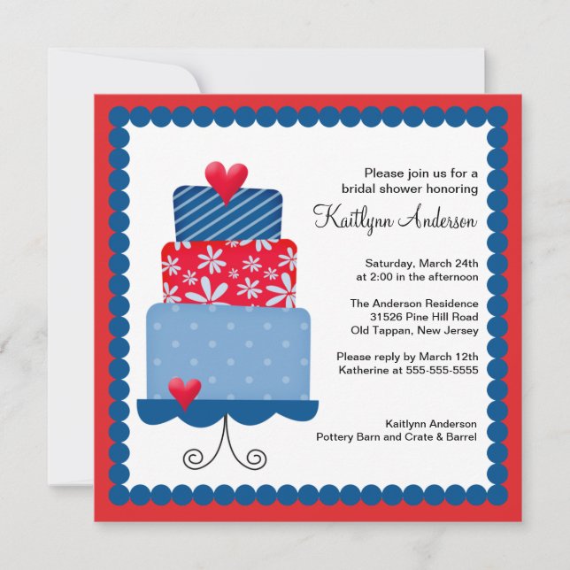 Trendy Cake Bridal Dusche Einladung (Vorderseite)