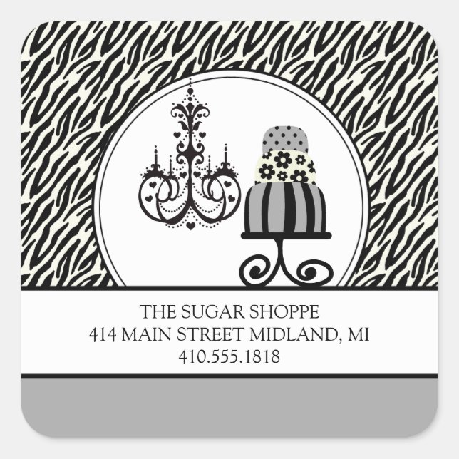Trendy Cakery Zebra Print Product Label Stickers (Vorderseite)