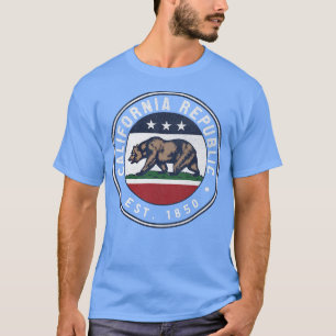 Trendy California Bear Flag Circle Wappen T-Shirt