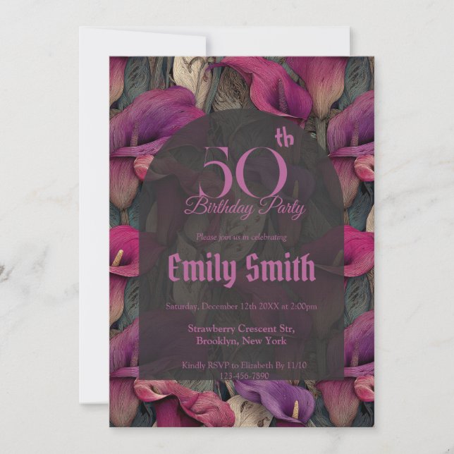 Trendy Call Lilies Accent Summer Party Einladung (Vorderseite)