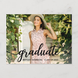 Trendy Calligraphy Abschluss Foto Ankündigung Postkarte