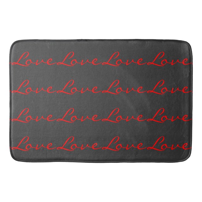Trendy Calligraphy Gray Red Liebe Wedding Badematte (Vorderseite)