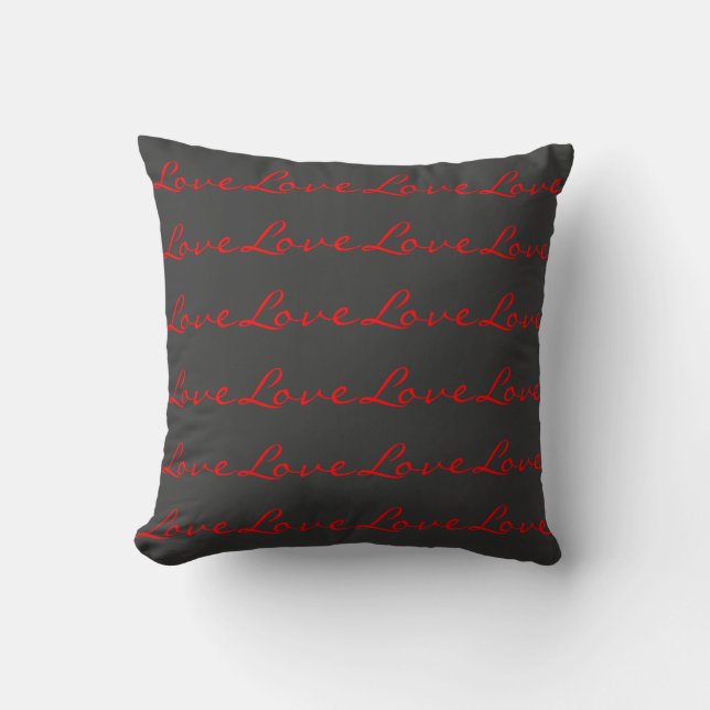 Trendy Calligraphy Gray Red Liebe Wedding Kissen (Vorderseite)