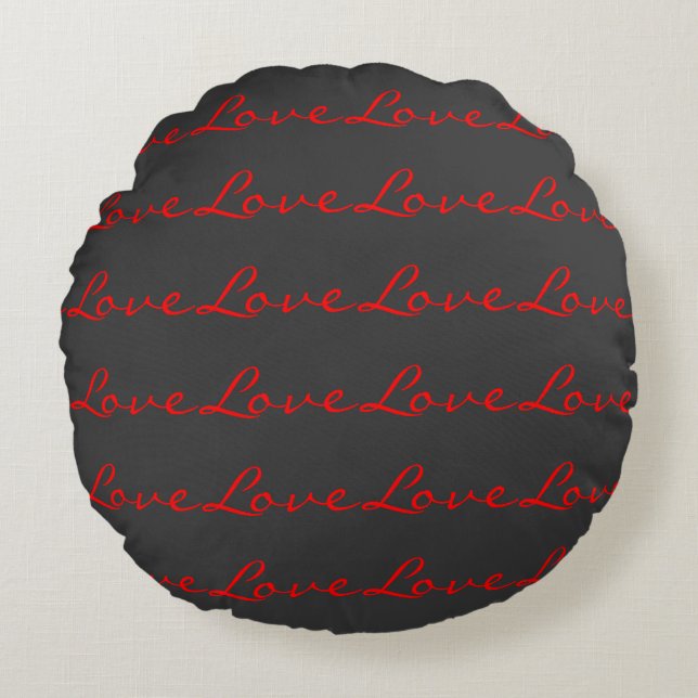 Trendy Calligraphy Gray Red Liebe Wedding Rundes Kissen (Vorderseite)