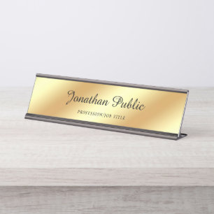 Trendy Calligraphy Script Text Elegant Gold Modern Schreibtischnamensplakette