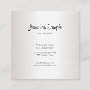 Trendy Calligraphy Sleek Design Glamour Silver Quadratische Visitenkarte
