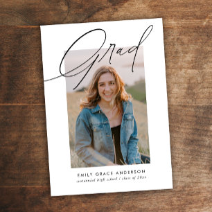 Trendy Calligraphy Three Foto Budget Abschluss Einladung