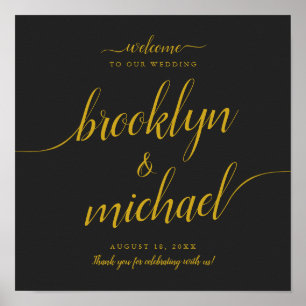 Trendy Calligraphy Wedding Welcome Square Sign Poster