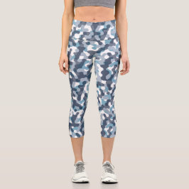 Trendy Camouflage Tarnung in blauen Farbtönen Capri Leggings