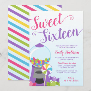 Trendy Candy Sweet 16 Einladung