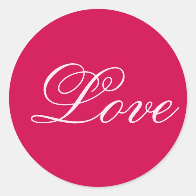 Trendy Carmine Background Liebe Wedding Runder Aufkleber (Vorderseite)