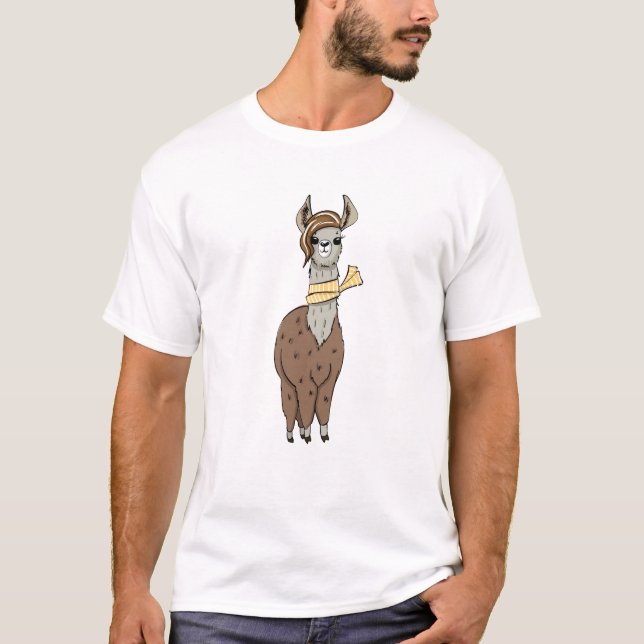 Trendy Cartoon Llama - Stilvoll T-Shirt (Vorderseite)