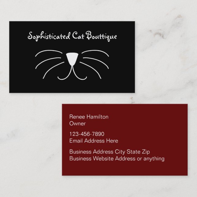 Trendy Cat Boutique Stilvolle Visitenkarten Visitenkarte (Vorne/Hinten)