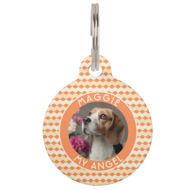 Trendy Cat Dad Gift Chevron Print Haustiermarke (Vorderseite)