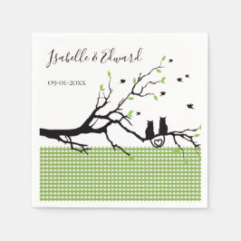 Trendy Cats in Liebe Moss Green Gingham Wedding Serviette