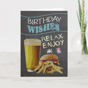 Trendy Chalk Board Effekt mit Bier, Burger Karte