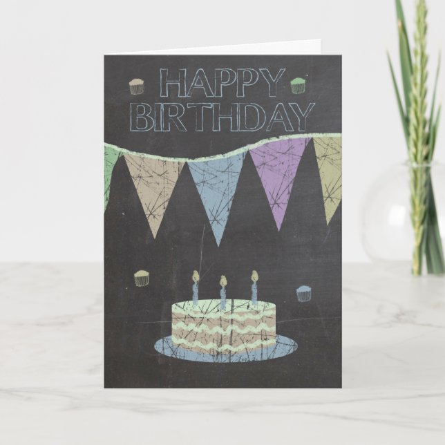 Trendy Chalk Board Effekt mit Kuchen Karte (Vorderseite)