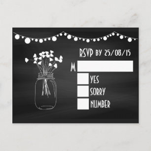 Trendy Chalkboard Mason Jar Wedding RSVP Einladungspostkarte