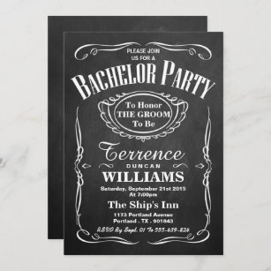 Trendy Chalkboard Typografy Bachelor Party Einladung