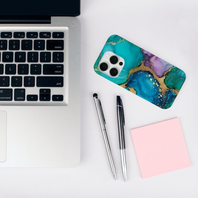 Trendy Chic Aquamarine Wirbel iPhone Case (Trendy Chic Teal Swirls iPhone Case - Stylish Girly Case)