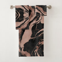 Trendy Chic Black Rose Gold Marble