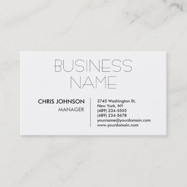 Trendy Chic Black & White Manager Business Card Visitenkarte (Vorderseite)