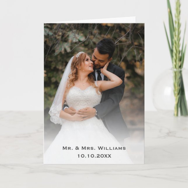 Trendy Chic Classic Braut und Groom Wedding Foto Dankeskarte (Vorderseite)