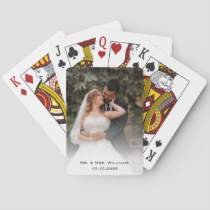 Trendy Chic Classic Braut und Groom Wedding Foto Spielkarten