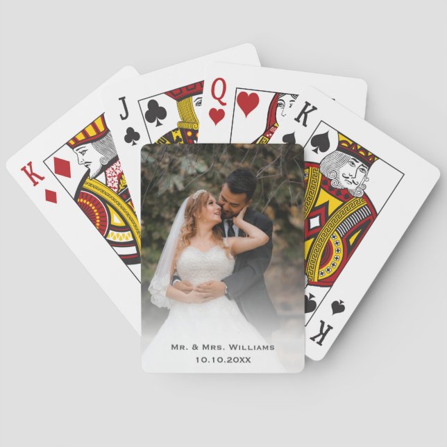 Trendy Chic Classic Braut und Groom Wedding Foto Spielkarten (Rückseite)
