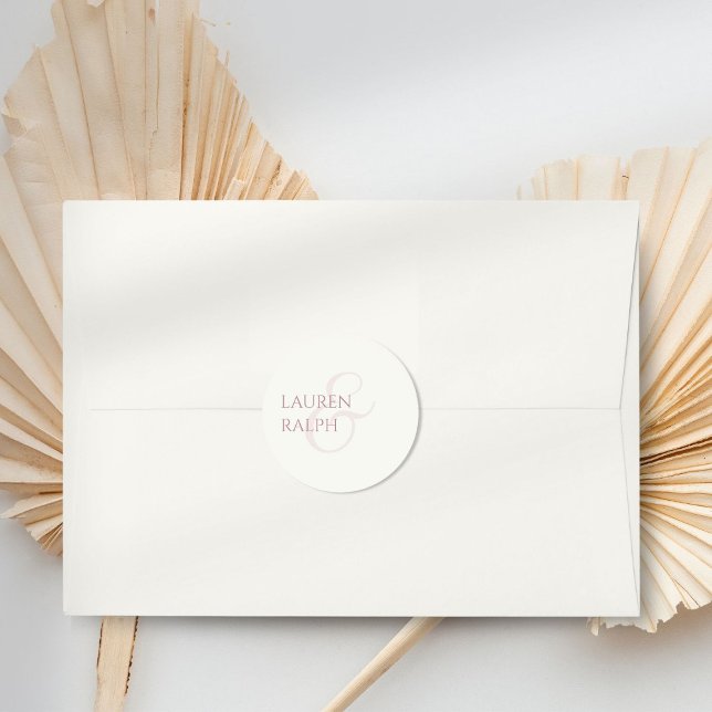 Trendy Chic Dusty Rose & Ivory Wedding Runder Aufkleber (Von Creator hochgeladen)