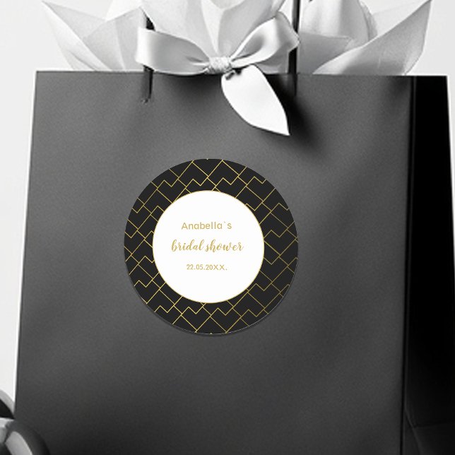 Trendy Chic Geometric Golden Black Runder Aufkleber (Von Creator hochgeladen)