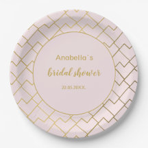 Trendy Chic Geometric Golden Blush Pink