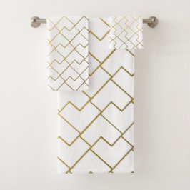Trendy Chic Geometric Golden Tiles Pattern Badhandtuch Set