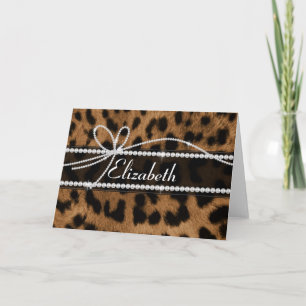 Trendy chic girly faux brown black leopard animal