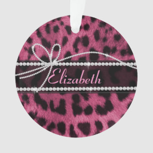 Trendy chic girly faux rose chaud poil léopard