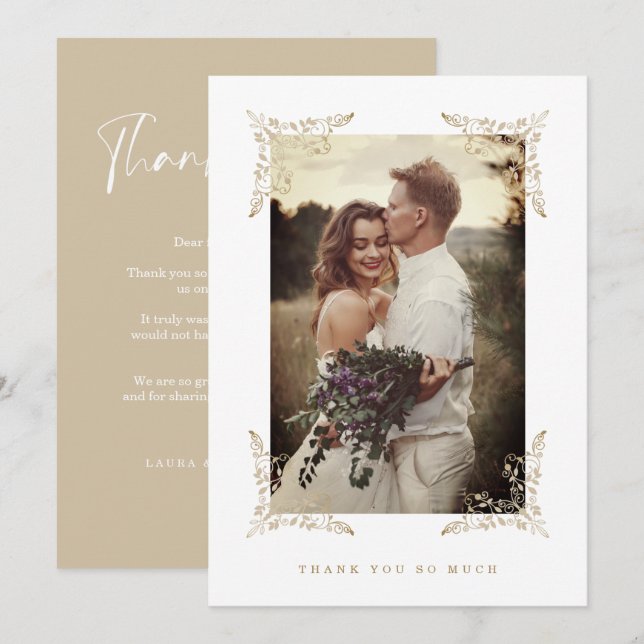Trendy Chic Golden Lace Thank You Wedding Guests (Vorne/Hinten)