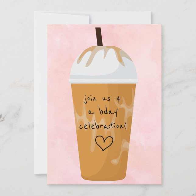 Trendy Chic Iced Coffee Pink Birthday Party Einladung (Vorderseite)