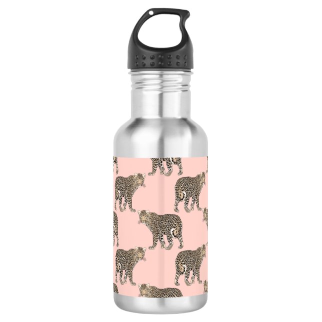 Trendy Chic Leopard Tiermuster Edelstahlflasche (Vorderseite)