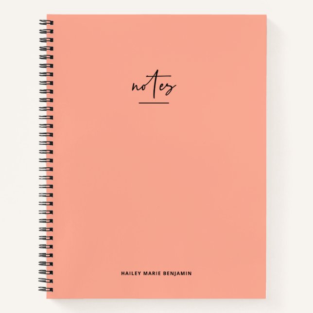 Trendy Chic Mandarine Orange Script Notebook Notizbuch (Vorderseite)