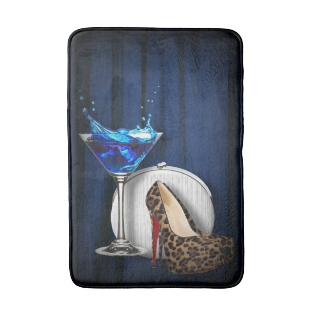 Trendy chic martini Cocktail Party Giro stilletos Badematte (Vorderseite Vertikal)