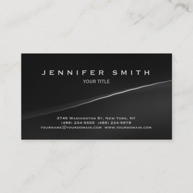 Trendy Chic Modern Black Gray Business Card Visitenkarte (Vorderseite)