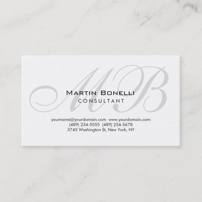 Trendy Chic Monogram Consultant Business Card Visitenkarte (Vorderseite)