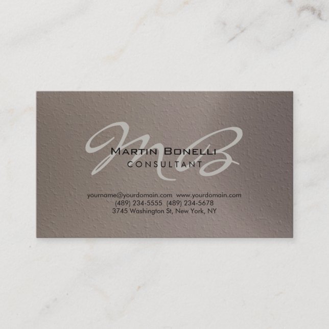 Trendy Chic Monogram Consultant Business Card Visitenkarte (Vorderseite)
