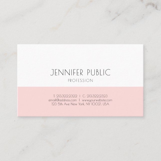 Trendy Chic Monogram Simple Blush Pink Schlicht Lu Visitenkarte (Vorderseite)