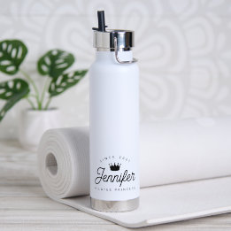Trendy Chic Pilates Princess Black Typography Trinkflasche