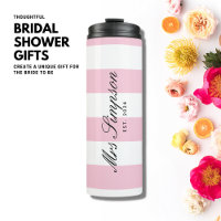 Trendy Chic Pink Stripe Brie zum Geschenk Tumbler